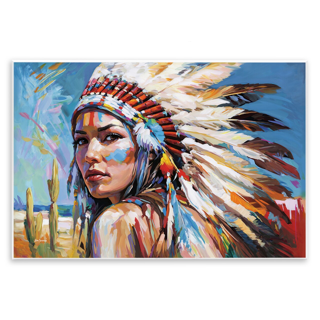 Stupell Industries Native American Woman Portrait Wall Plaque Art Design by Leon Devenice